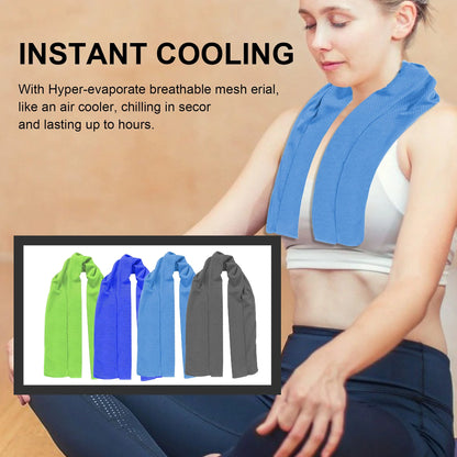 4 Pack Cooling Towels, Ice Towel for Neck and Face, Soft Breathable Chilly Microfiber Keep Cool Towels for Yoga, Gym, Fitness, Camping, Running, Workout & More Activities, 40"X 12"