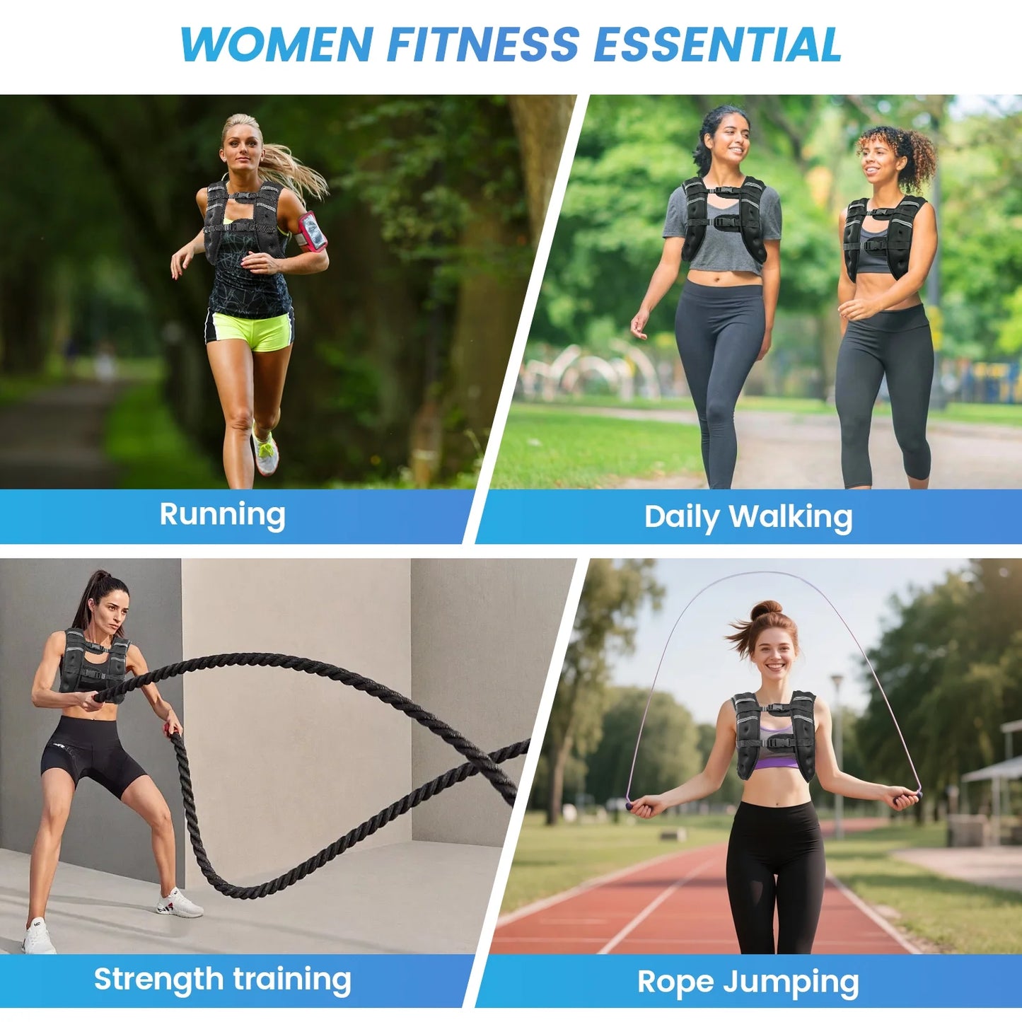Weighted Vest 20 Lb Weight Vest for Woman Men Running Walking Weighted Vest Reflective Stripe Adjustable Buckle Straps Back Mesh Pocket for Strength Training Running