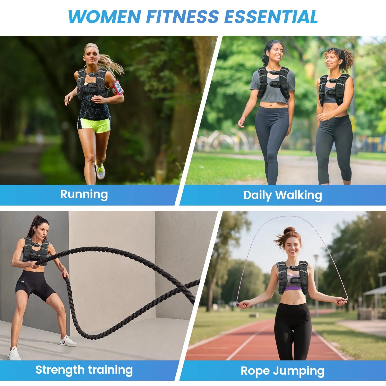 Weighted Vest 20 Lb Weight Vest for Woman Men Running Walking Weighted Vest Reflective Stripe Adjustable Buckle Straps Back Mesh Pocket for Strength Training Running