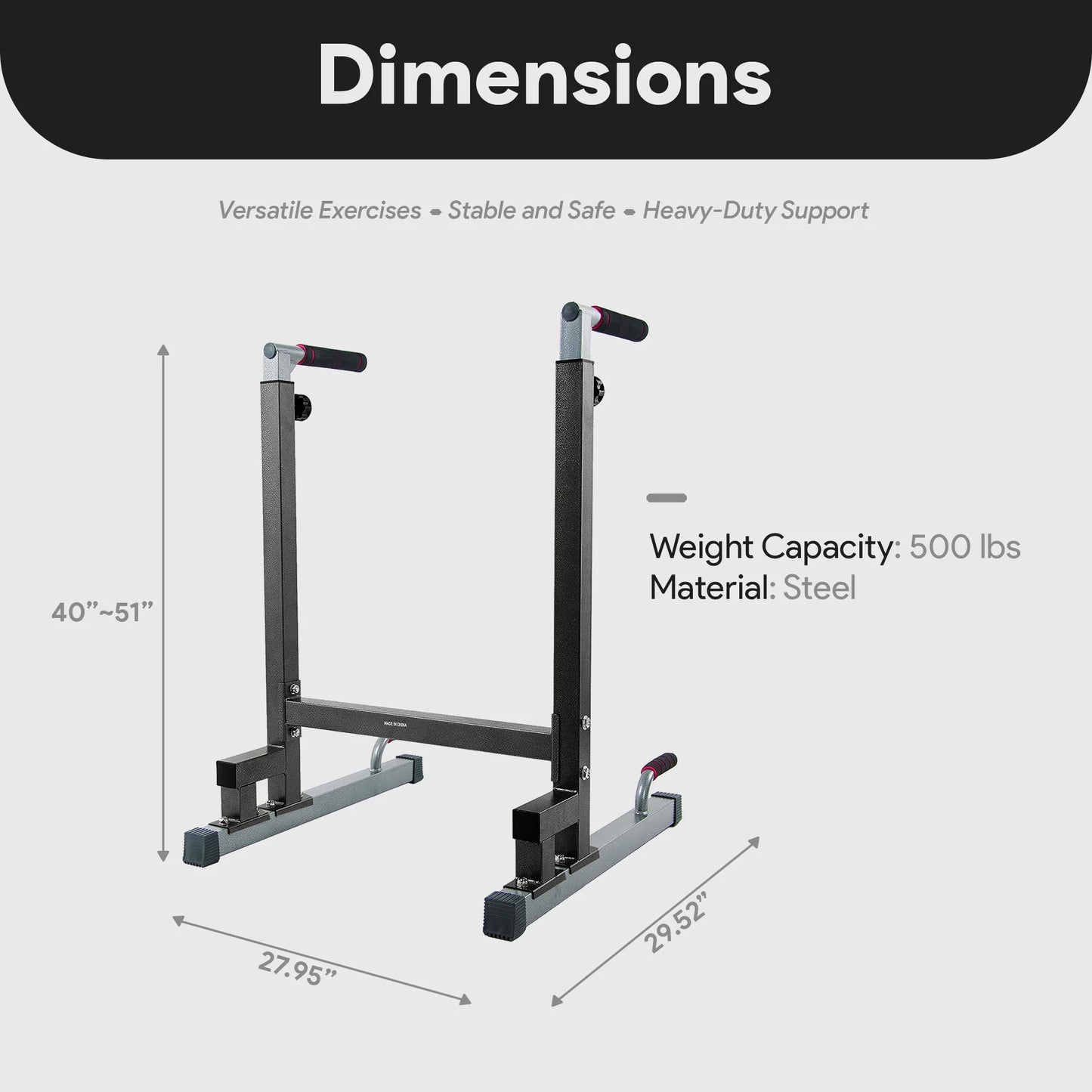 Multi-Function Home Gym Exercise Fitness Dip Stand, Black