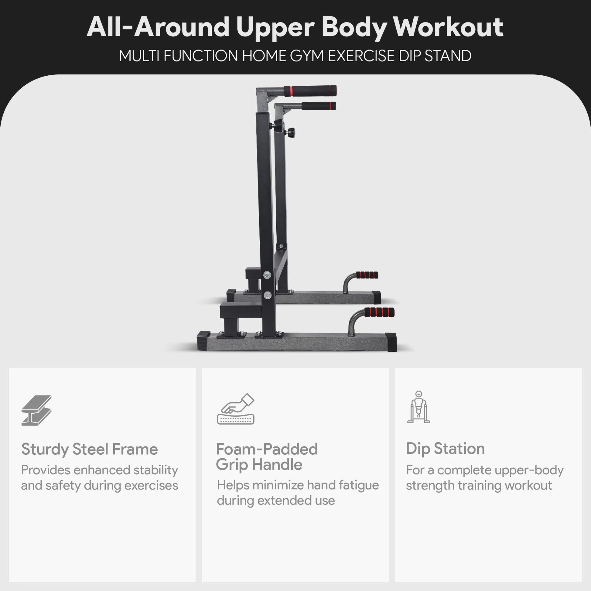 Multi-Function Home Gym Exercise Fitness Dip Stand, Black