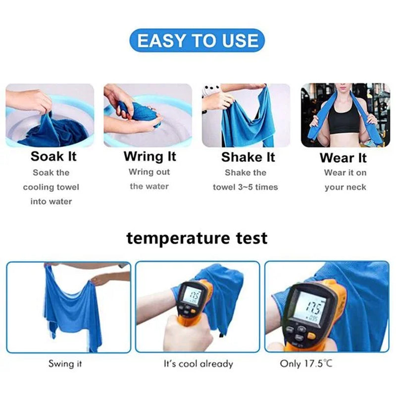 4 Pack Cooling Towels, Ice Towel for Neck and Face, Soft Breathable Chilly Microfiber Keep Cool Towels for Yoga, Gym, Fitness, Camping, Running, Workout & More Activities, 40"X 12"