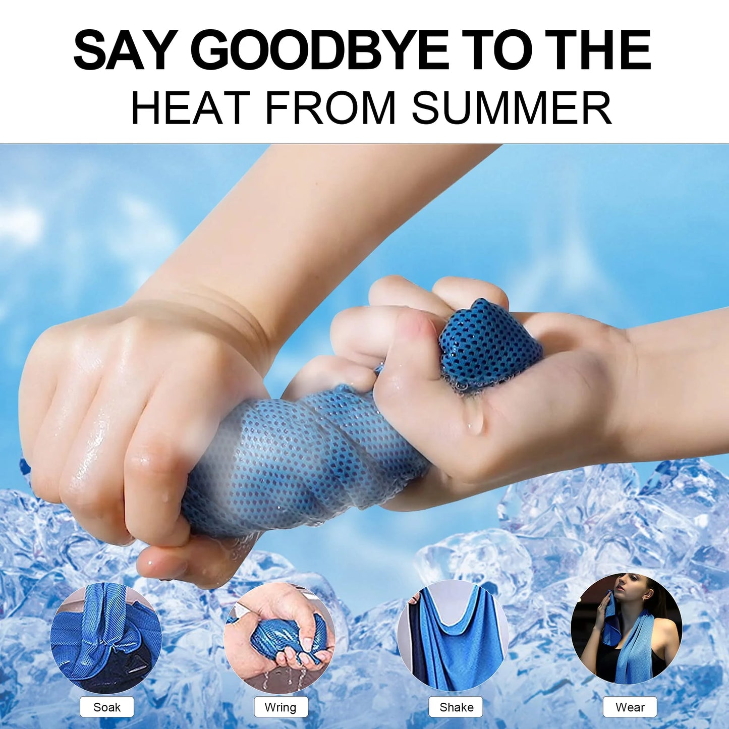 4 Pack Cooling Towels, Ice Towel for Neck and Face, Soft Breathable Chilly Microfiber Keep Cool Towels for Yoga, Gym, Fitness, Camping, Running, Workout & More Activities, 40"X 12"