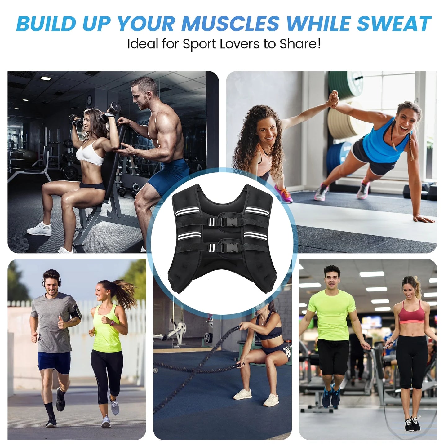 Weighted Vest 20 Lb Weight Vest for Woman Men Running Walking Weighted Vest Reflective Stripe Adjustable Buckle Straps Back Mesh Pocket for Strength Training Running