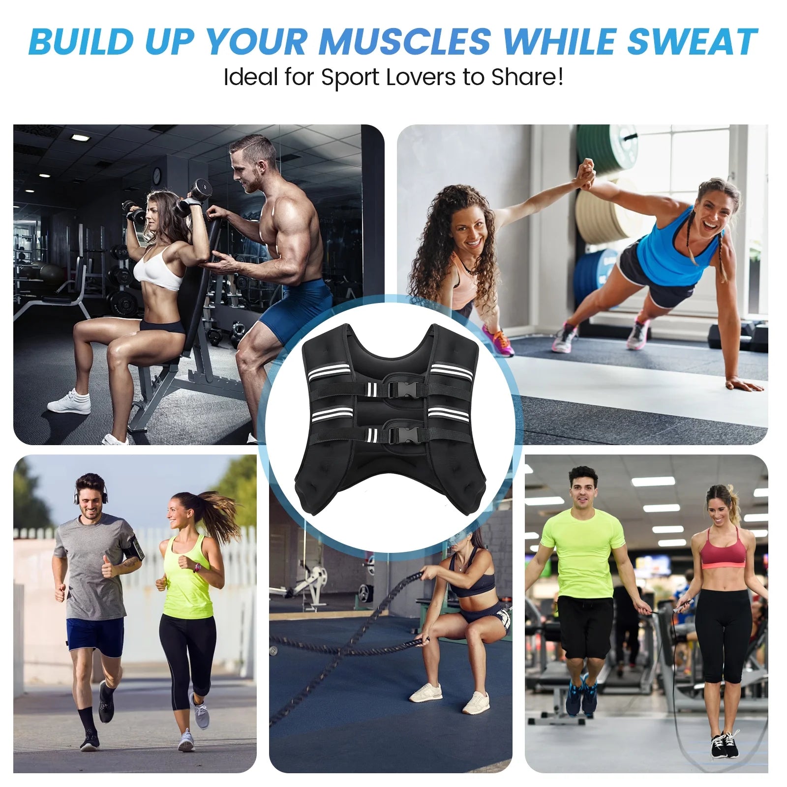 Weighted Vest 20 Lb Weight Vest for Woman Men Running Walking Weighted Vest Reflective Stripe Adjustable Buckle Straps Back Mesh Pocket for Strength Training Running