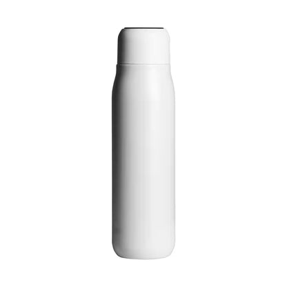 14 Oz. White Stainless Steel Insulated Self-Cleaning Water Bottle W/UV Water Purifier