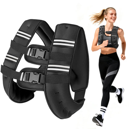 Weighted Vest 20 Lb Weight Vest for Woman Men Running Walking Weighted Vest Reflective Stripe Adjustable Buckle Straps Back Mesh Pocket for Strength Training Running