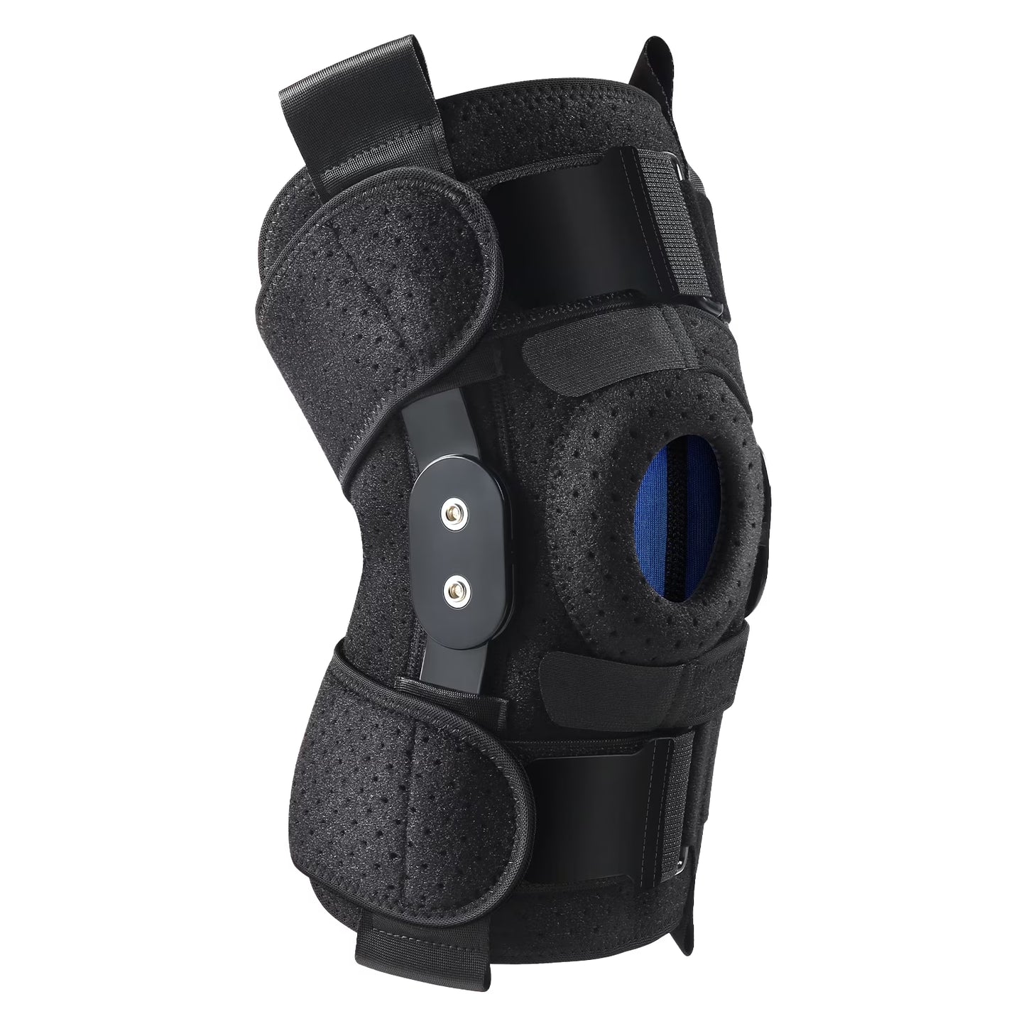 Hinged Knee Brace with Side Stabilizers Adjustable Knee Compression Sleeve Relieves Meniscus Tear,Acl,Mcl,Knee Support and Knee Pain Relief,Men & Women - Black One Size Fits Most