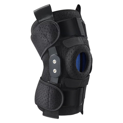 Hinged Knee Brace with Side Stabilizers Adjustable Knee Compression Sleeve Relieves Meniscus Tear,Acl,Mcl,Knee Support and Knee Pain Relief,Men & Women - Black One Size Fits Most