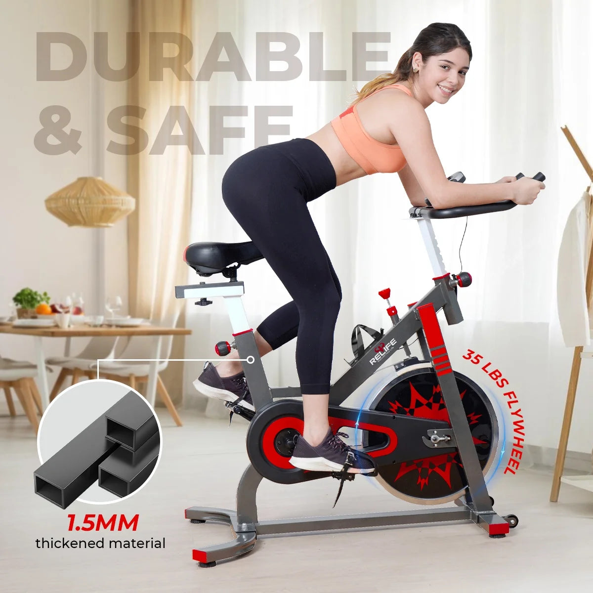 Exercise Bike Stationary Indoor Cycling Bicycle for Home Gym Fitness Capacity 330Lbs