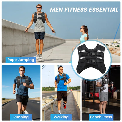 Weighted Vest 20 Lb Weight Vest for Woman Men Running Walking Weighted Vest Reflective Stripe Adjustable Buckle Straps Back Mesh Pocket for Strength Training Running