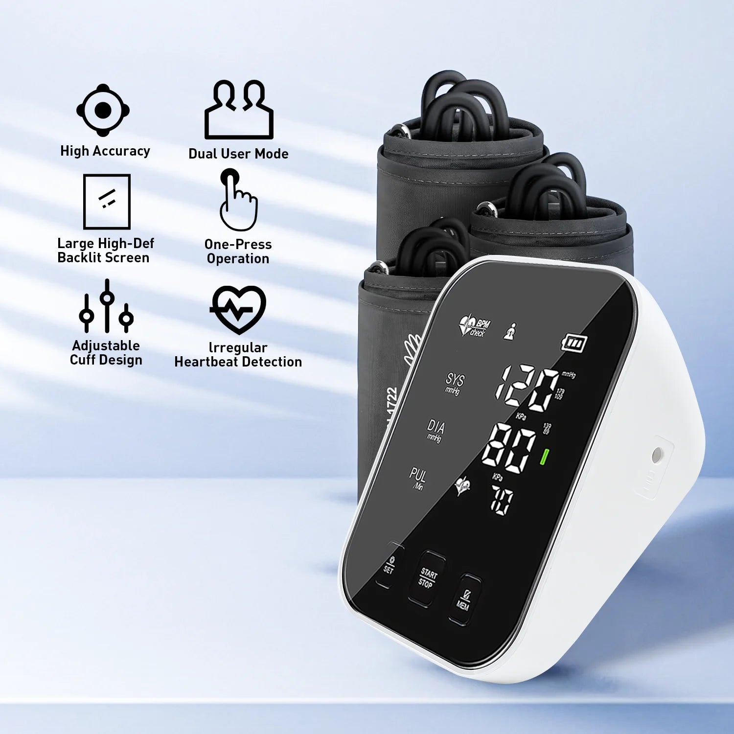 Blood Pressure Monitor - Digital Bp Machine - Automatic Upper Arm Blood Pressure Cuff 8.7-16.5 Inches - Large LCD Display 120 Sets Memory