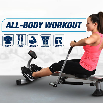 Bodytrac Glider Hydraulic Rowing Machine with Smart Workout App - Rower Workout Machine